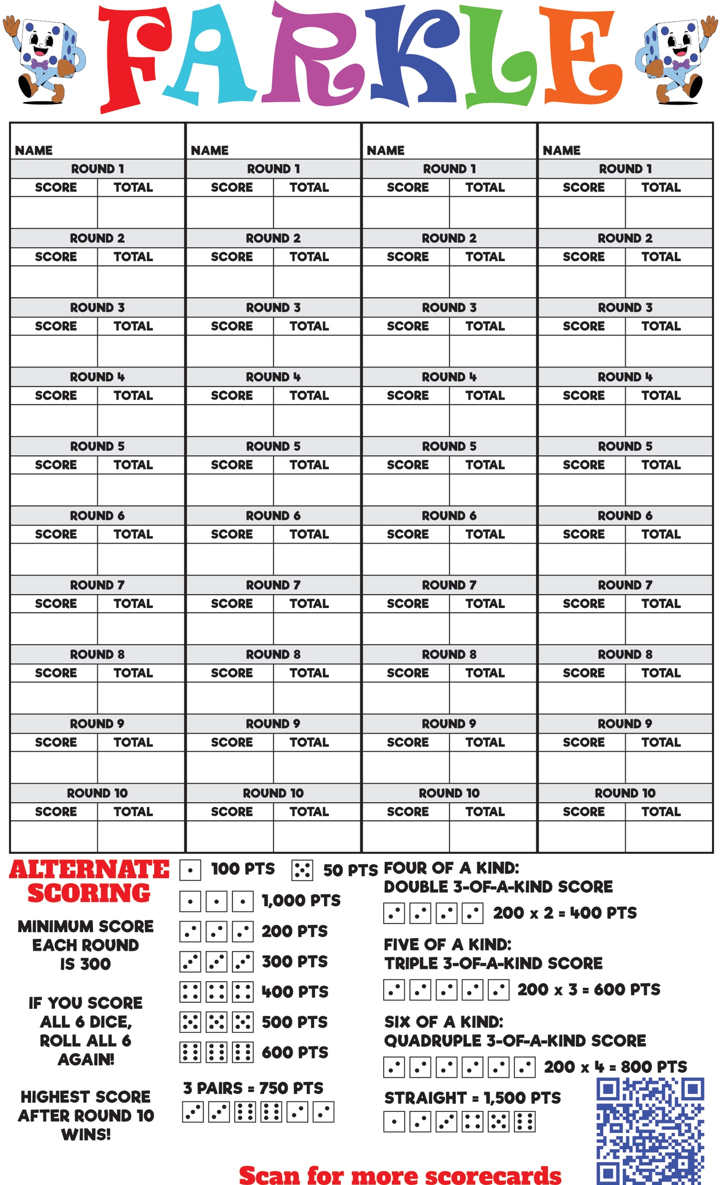 Farkle Scorecard Download