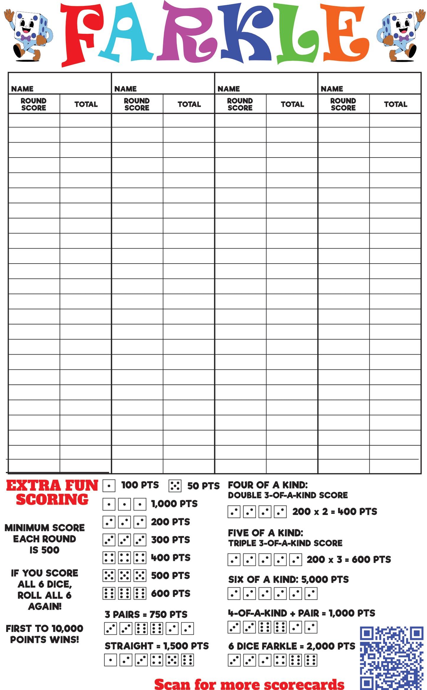 Farkle Scorecard Download