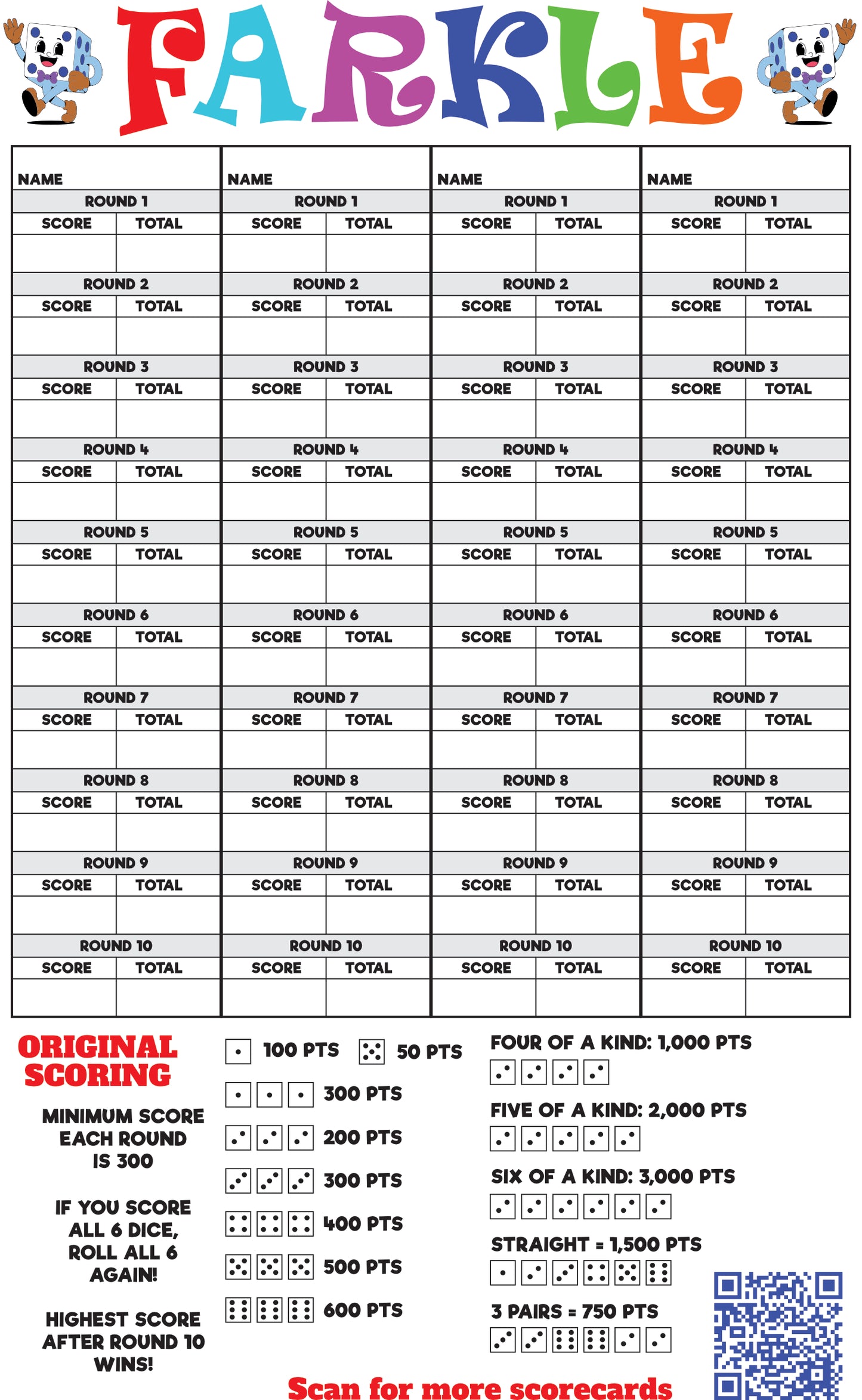Farkle Scorecard Download