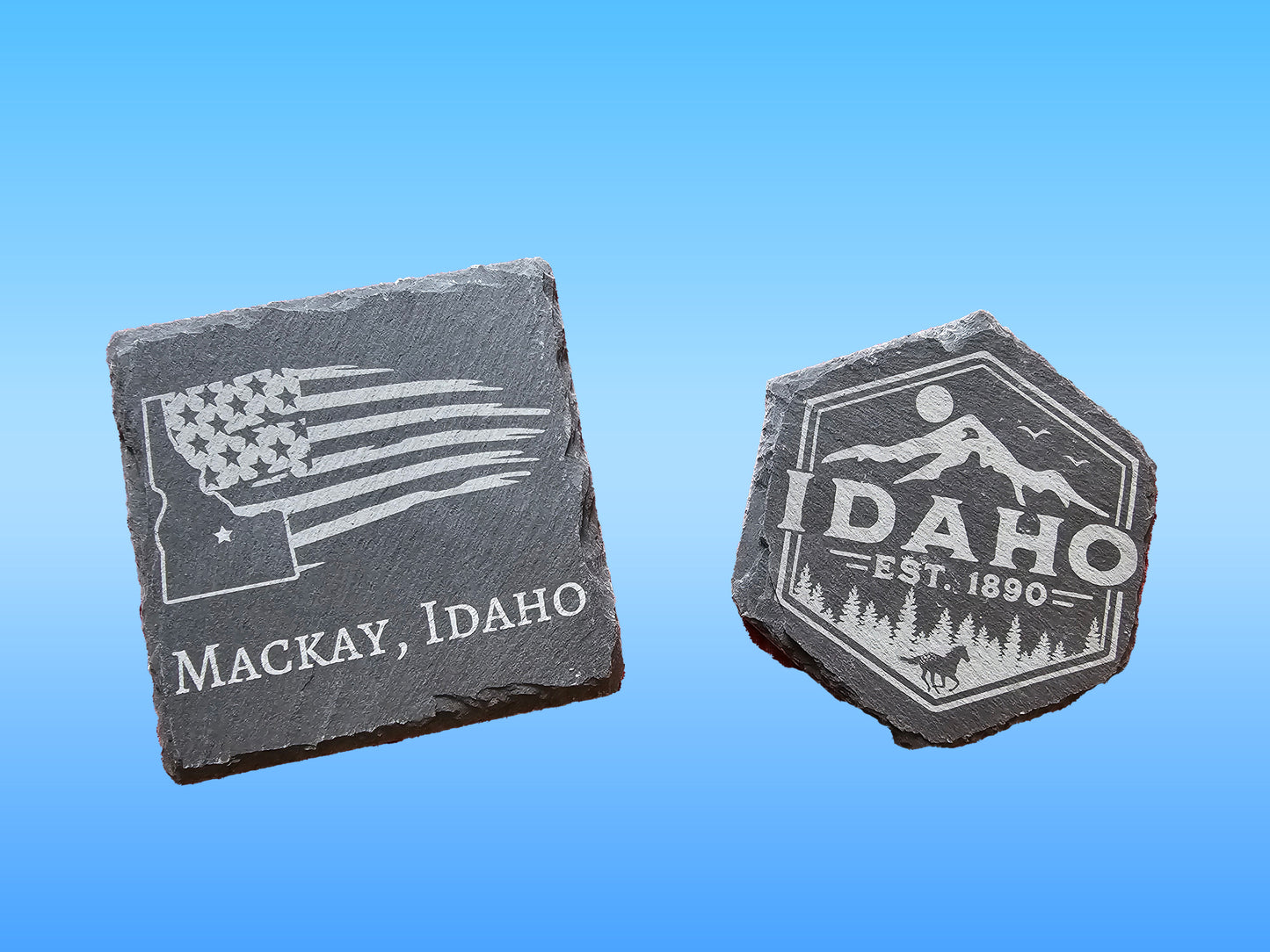 Set of 4 Slate Coasters with Your Choice of Engraved Images