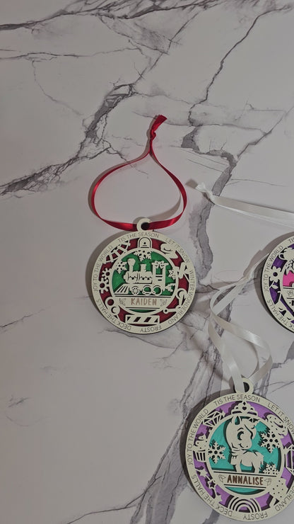 Personalized Multi-Layer Hand Painted Tiny Tot Childrens Ornament