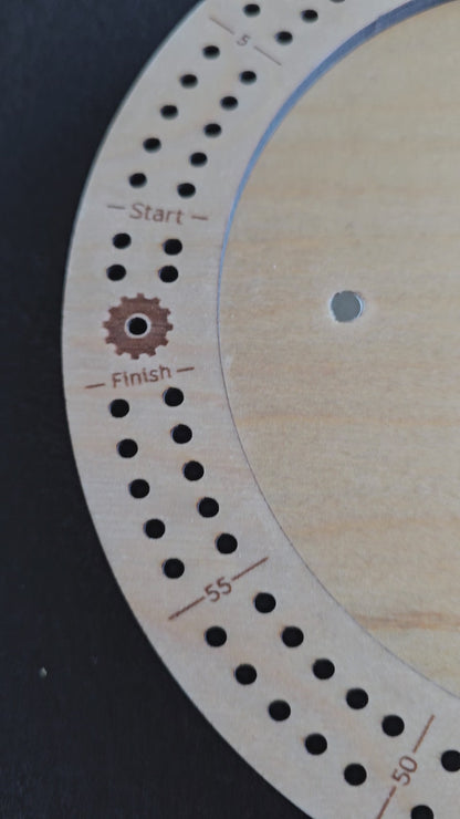 Round Wooden Cribbage Board with Engraved Lid | Hidden Peg Storage | Cabin, Fishing & Wildlife Designs | Handmade Game Board