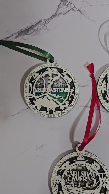 Multi-Layer Hand Painted National Park Christmas Ornaments